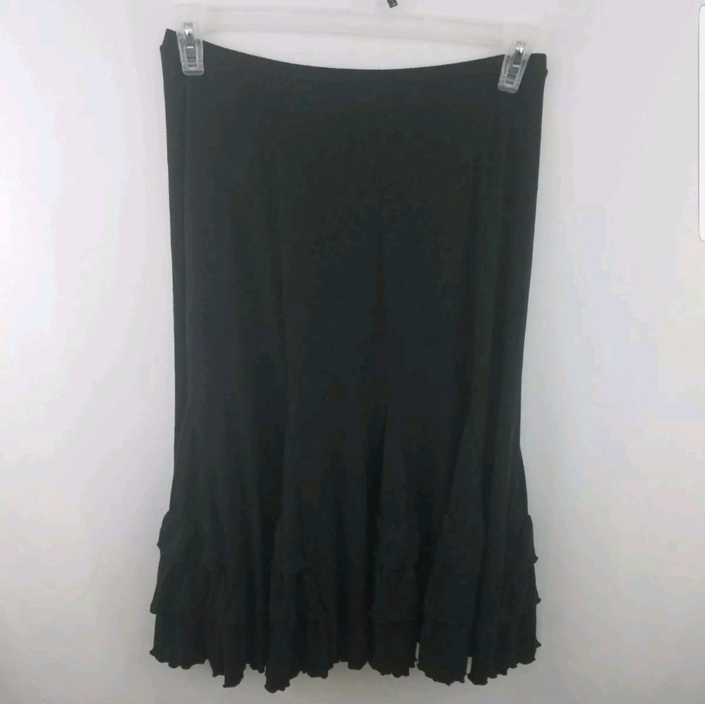Loft Ruffled Maxi Skirt Black Size Medium
